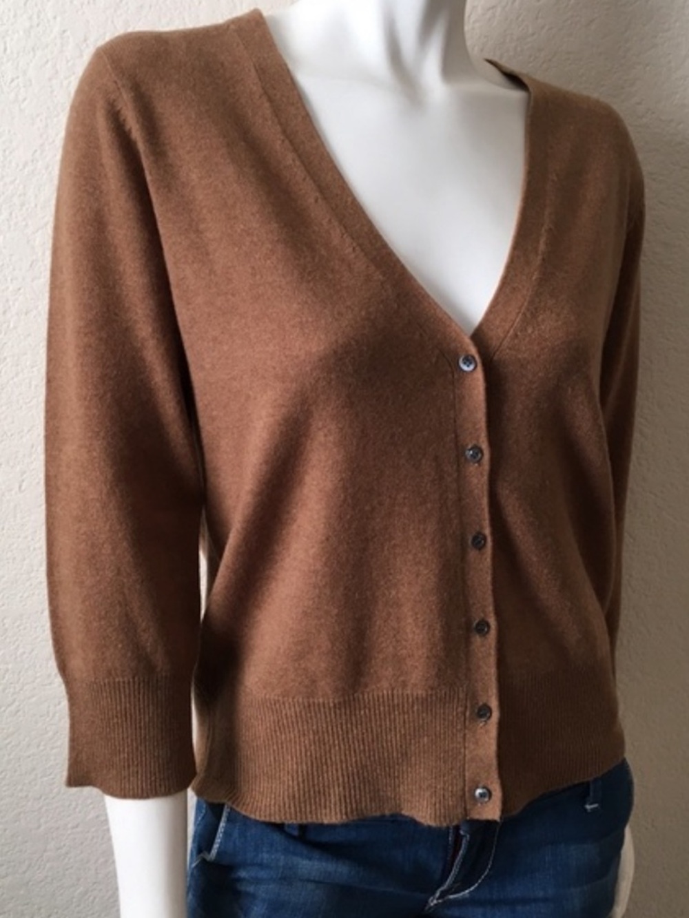 NWOT Joe Fresh Cashmere Cardigan Sweater Tan Beige Brown Sz S
